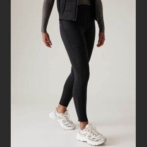 Athleta Delancey Moto Tight 2 Pockets Zip Ankle Size L Black EUC